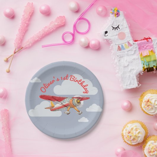  vliegtuig Birthday Papieren Bordje (Feest)