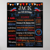 Vliegtuig Birthday Party chalkboard-poster Poster (Voorkant)