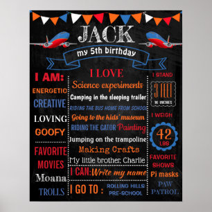 Vliegtuig Birthday Party chalkboard-poster Poster