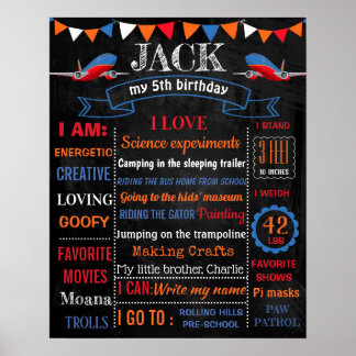 Vliegtuig Birthday Party chalkboard-poster Poster