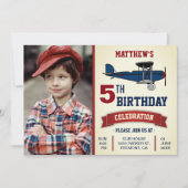  vliegtuig Birthday Party Photo Invitation Kaart (Voorkant)