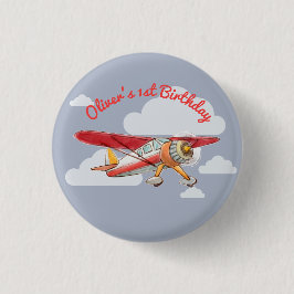  vliegtuig Birthday Ronde Button 3,2 Cm
