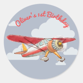  vliegtuig Birthday Ronde Sticker