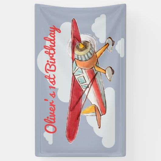 vliegtuig Birthday Spandoek (Verticaal)