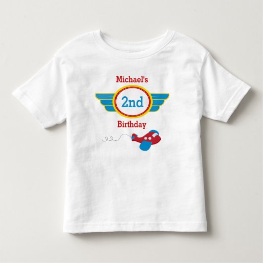 Vliegtuig Birthday T-shirt Toddler Kind (Voorkant)