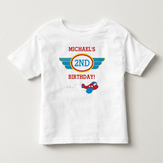 Vliegtuig Birthday T-shirt Toddler Kind (Voorkant)