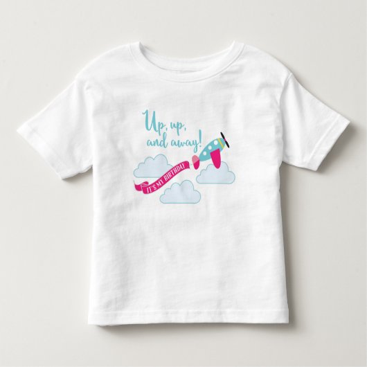 Vliegtuig Birthday T-Shirt voor meisjes (Voorkant)