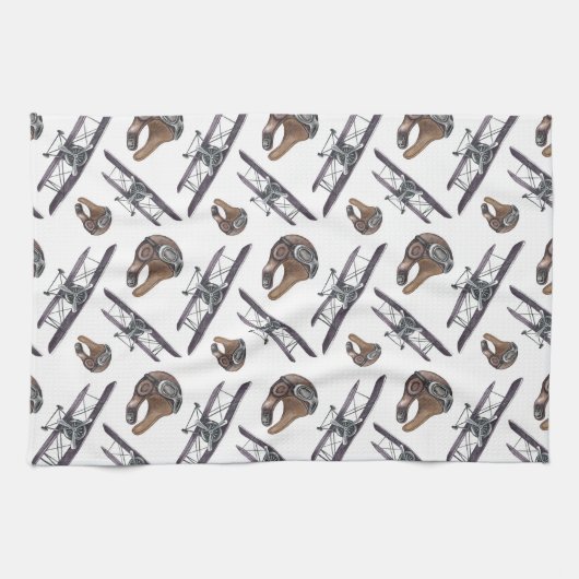  vliegtuig Birthday Theedoek (Horizontaal)