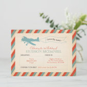 vliegtuig - Birthday - uitnodiging (Staand voorkant)