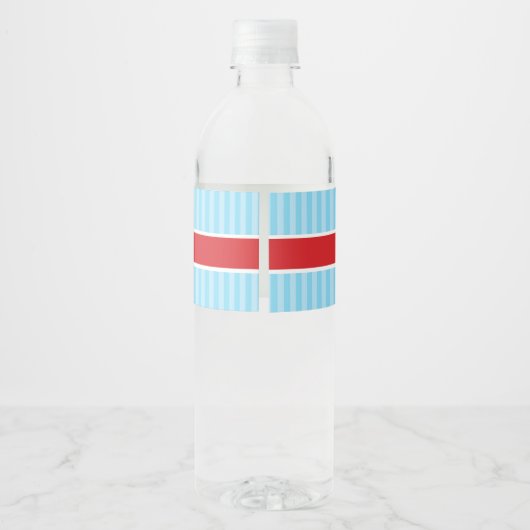 Vliegtuig (blauw & rood) Gepersonaliseerde jongen  Waterfles Etiket (Achterkant)