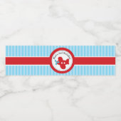 Vliegtuig (blauw & rood) Gepersonaliseerde jongen  Waterfles Etiket (Enkel label)