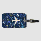 Vliegtuig blauwe naam cool bagagelabel (Voorkant (horizontaal))