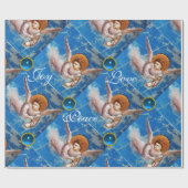 VLIEGTUIG/BLAUWE PARELTJES CHRISTMAS JOY PEACE LOV CADEAUPAPIER (Vlak)