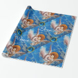 VLIEGTUIG/BLAUWE PARELTJES CHRISTMAS JOY PEACE LOV CADEAUPAPIER<br><div class="desc">Vlucht naar Egypte,  Angel,  Giotto di Bondone 1267 - 1337. Italiaans meesterwerk voor fijne kunsten,  felle 3D-blauwe saffierstenen</div>