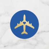 Vliegtuig Blue Gold Travel Theme Romantic Heart Confetti (Kleine voorkant)