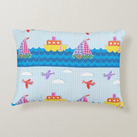 Vliegtuig Blue Sky personaliseren Accent Kussen (Achterkant)