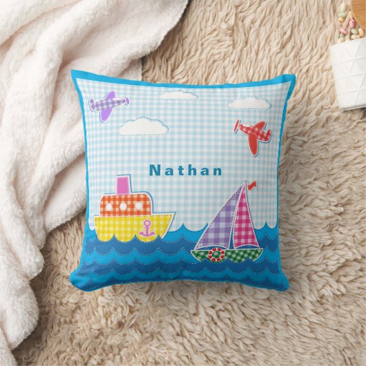 Vliegtuig Blue Sky personaliseren Kussen (Deken)