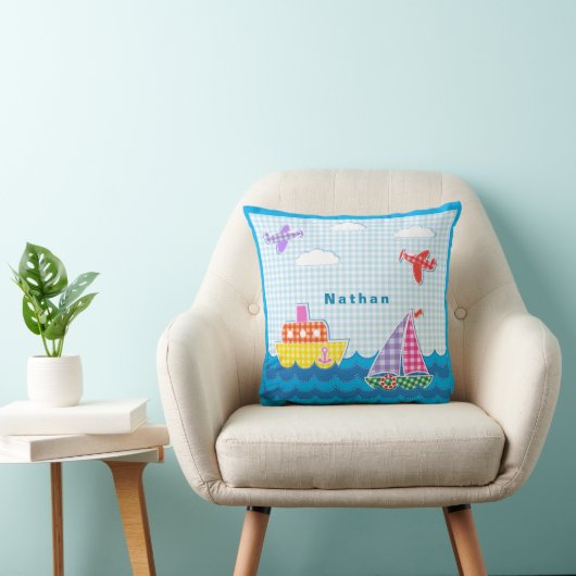 Vliegtuig Blue Sky personaliseren Kussen (Stoel)