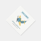 Vliegtuig Blue Yellow Boy Baby shower Servetten (Hoek)