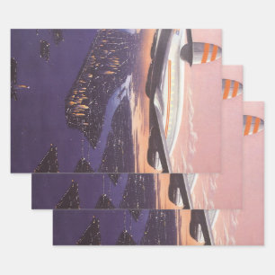  vliegtuig boven de Hudson, New York City Inpakpapier Vel