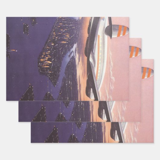 vliegtuig boven de Hudson, New York City Inpakpapier Vel (Set)