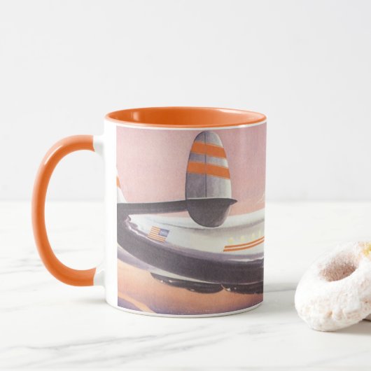 vliegtuig boven de Hudson, New York City Mok (Met donut)