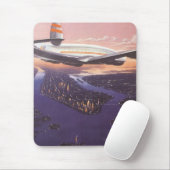 vliegtuig boven de Hudson, New York City Muismat (Met muis)