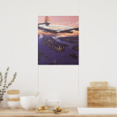 vliegtuig boven de Hudson, New York City Poster (Keuken)
