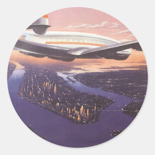  vliegtuig boven de Hudson, New York City Ronde Sticker (Voorkant)