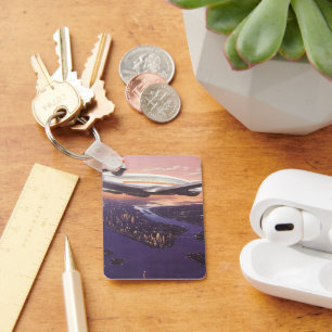  vliegtuig boven de Hudson, New York City Sleutelhanger