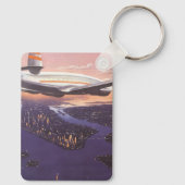 vliegtuig boven de Hudson, New York City Sleutelhanger (Achterkant)