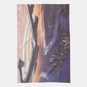  vliegtuig boven de Hudson, New York City Theedoek (Verticaal)