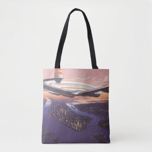  vliegtuig boven de Hudson, New York City Tote Bag (Voorkant)