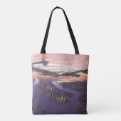  vliegtuig boven de Hudson, New York City Tote Bag (Achterkant)