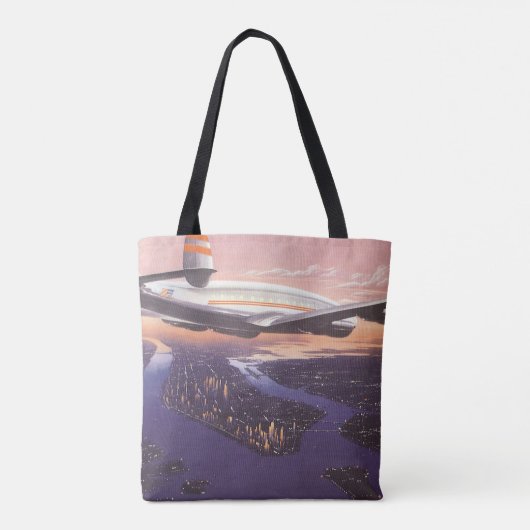  vliegtuig boven de Hudson, New York City Tote Bag (Achterkant)