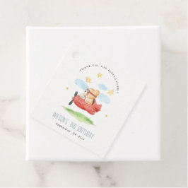 Vliegtuig boven Teddy Bear Animal Planthday Bedankjes Labels
