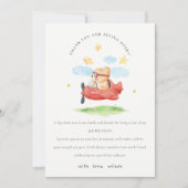 Vliegtuig boven Teddy Bear Animal Planthday Bedankkaart (Voorkant)