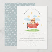 Vliegtuig boven Teddy Bear Animal Planthday Bedankkaart (Voorkant / Achterkant)