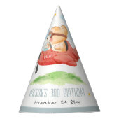 Vliegtuig boven Teddy Bear Animal Planthday Feesthoedjes (Voorkant)