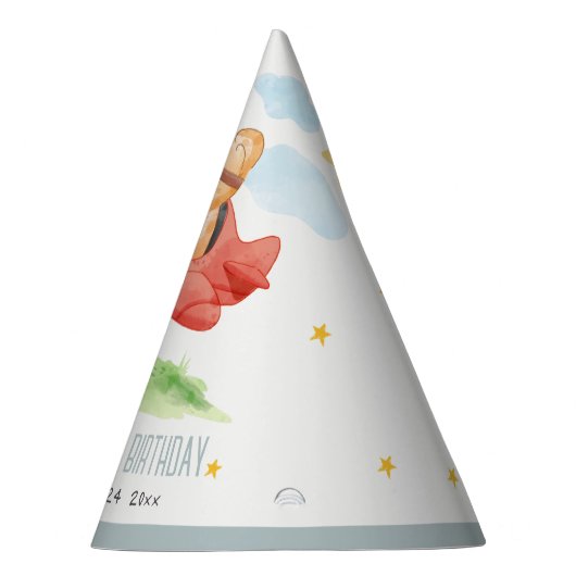 Vliegtuig boven Teddy Bear Animal Planthday Feesthoedjes (Rechts)