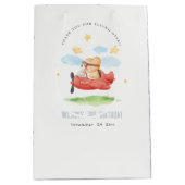 Vliegtuig boven Teddy Bear Animal Planthday Medium Cadeauzakje (Voorkant)