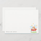 Vliegtuig boven Teddy Bear Animal Planthday Notitiekaartje (Voorkant / Achterkant)