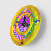 Vliegtuig Bowtie Blokken op Roze Ronde Klok (Hoek)