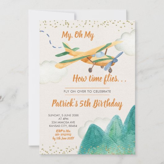 vliegtuig Boy Birthday Party Invitation Kaart (Voorkant)