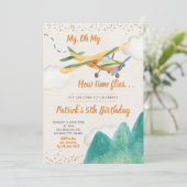  vliegtuig Boy Birthday Party Invitation Kaart (Staand voorkant)