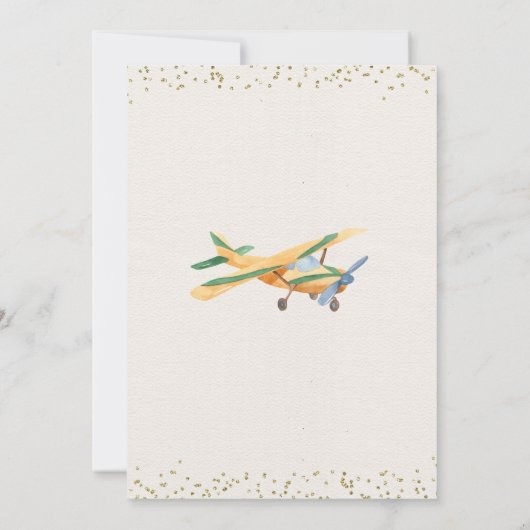  vliegtuig Boy Birthday Party Invitation Kaart (Achterkant)