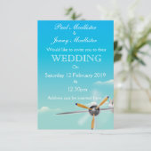 Vliegtuig bruiloft uitnodiging (Staand voorkant)