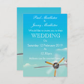 Vliegtuig bruiloft uitnodiging (Voorkant / Achterkant)