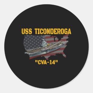 Vliegtuig Carrier Uss Ticonderoga CVA-14 Veterans  Ronde Sticker