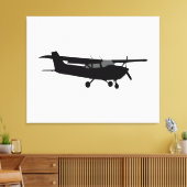 Vliegtuig Cessna Black Silhouette Flying Decor Canvas Afdruk (Insitu (Woonkamer))